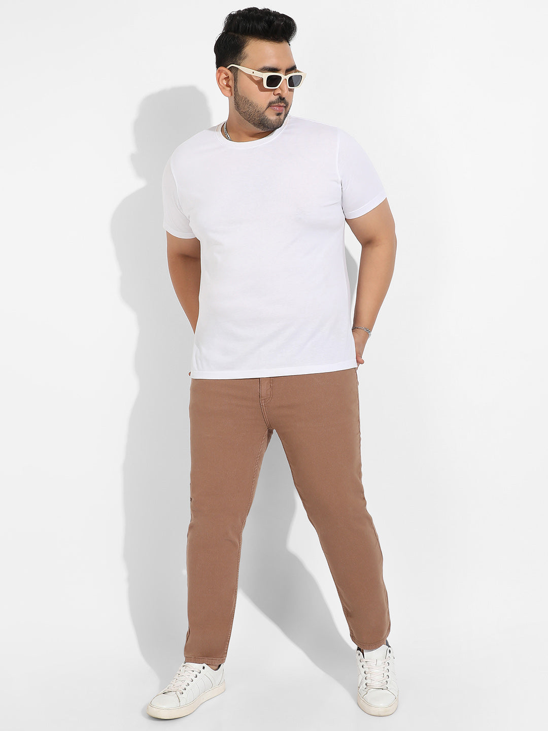 Brown Solid Denim Jeans