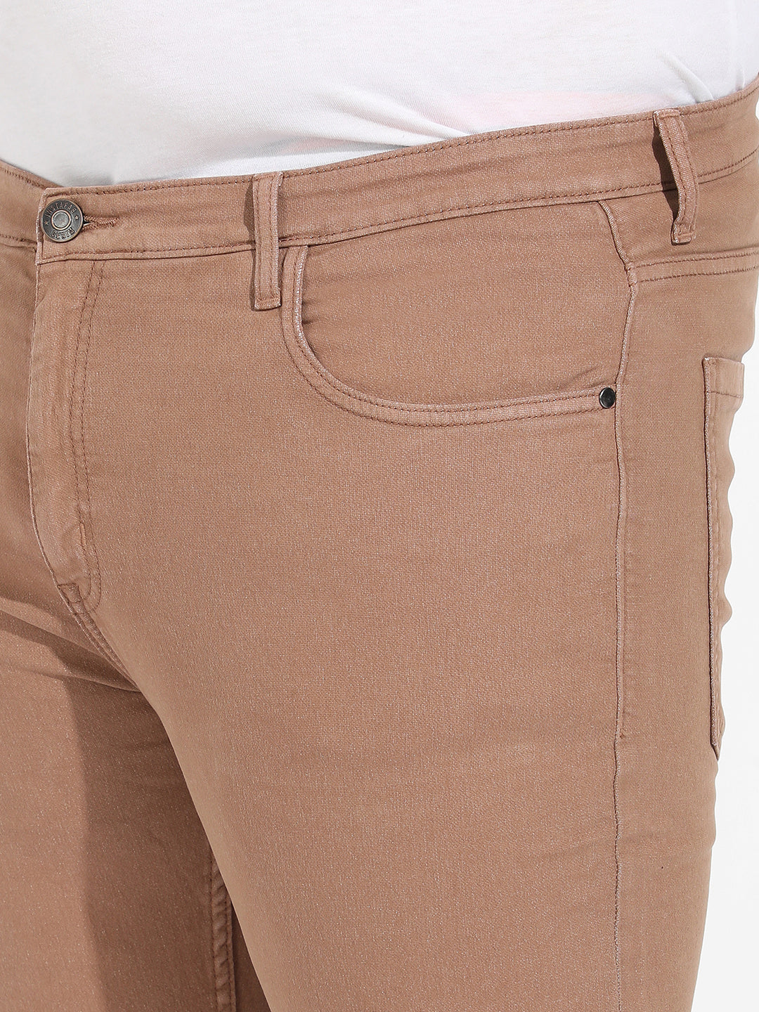 Brown Solid Denim Jeans