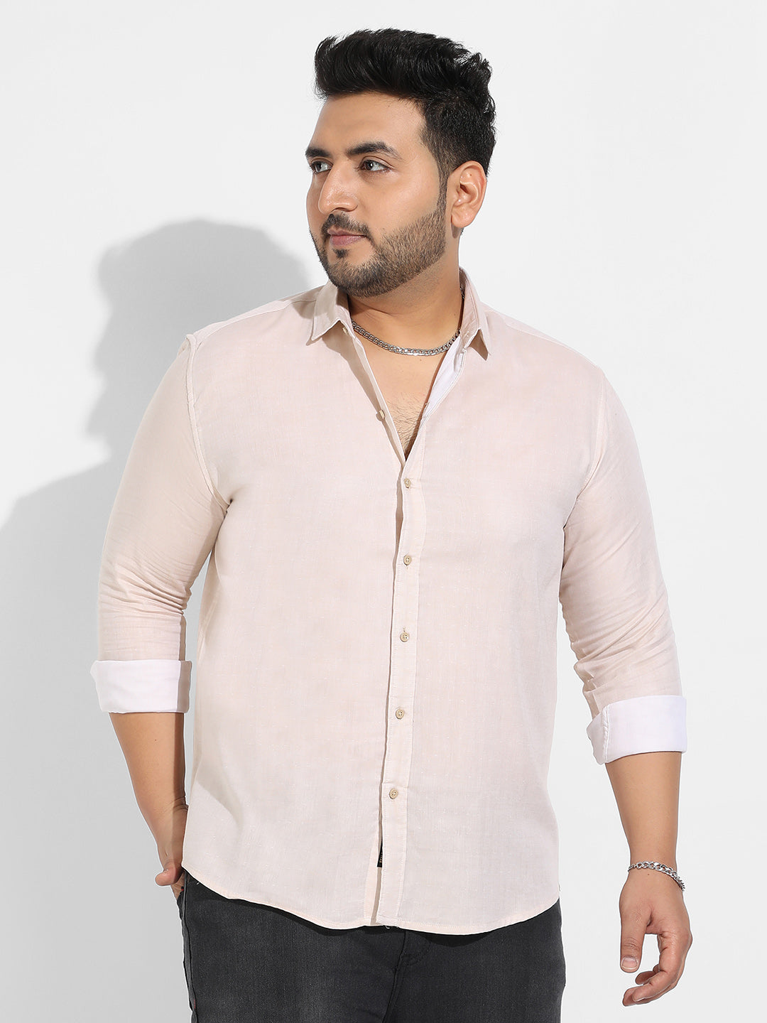 Beige Basic Oxford Shirt