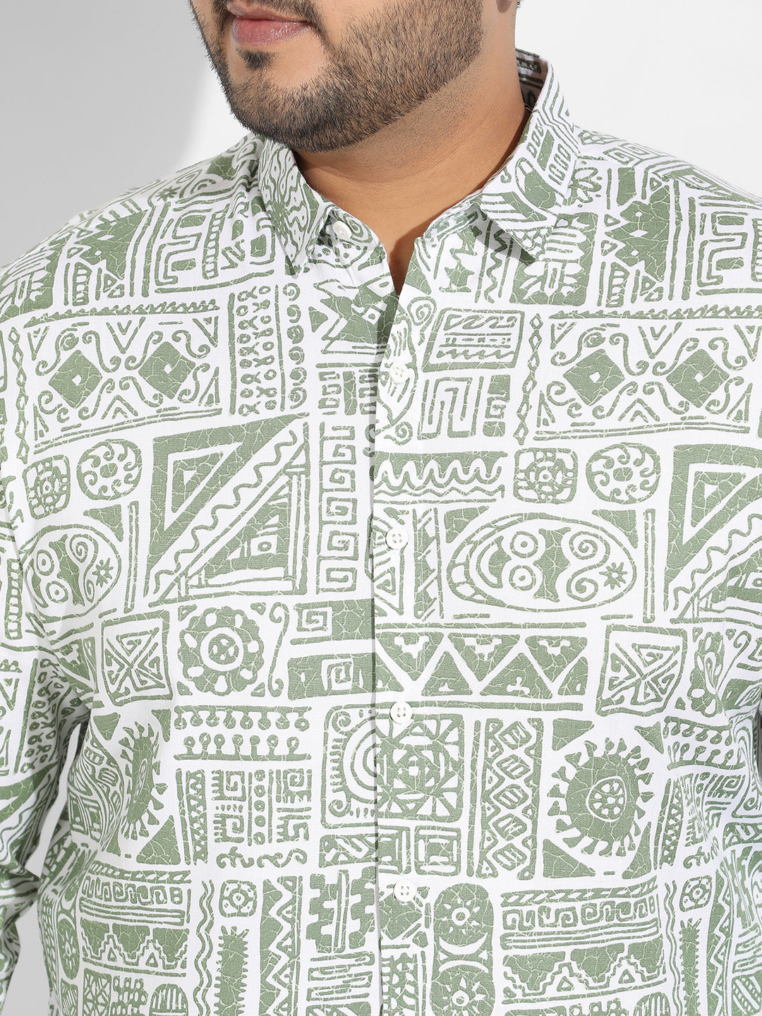 Sage Green Contrast Aztec Shirt