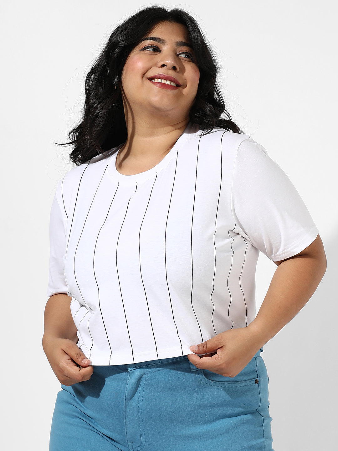 White Pinstripe Top