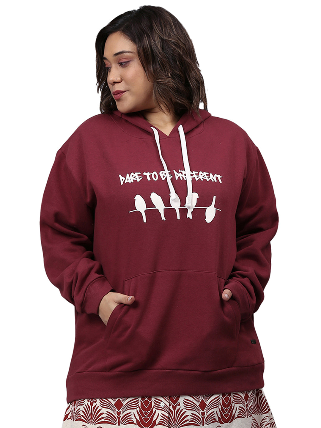 Printed Casual Hooded Sweatshirt