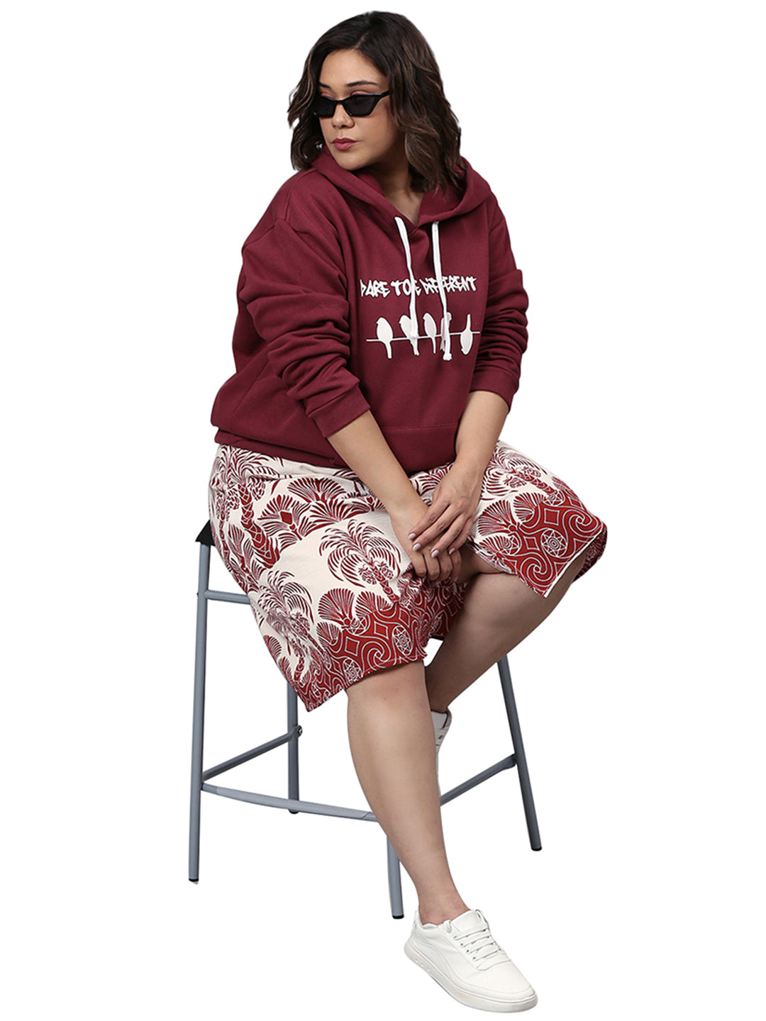 Printed Casual Hooded Sweatshirt