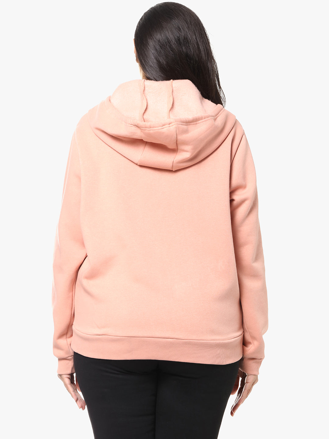 Solid Winter Zipper Hooded Sweatshirt
