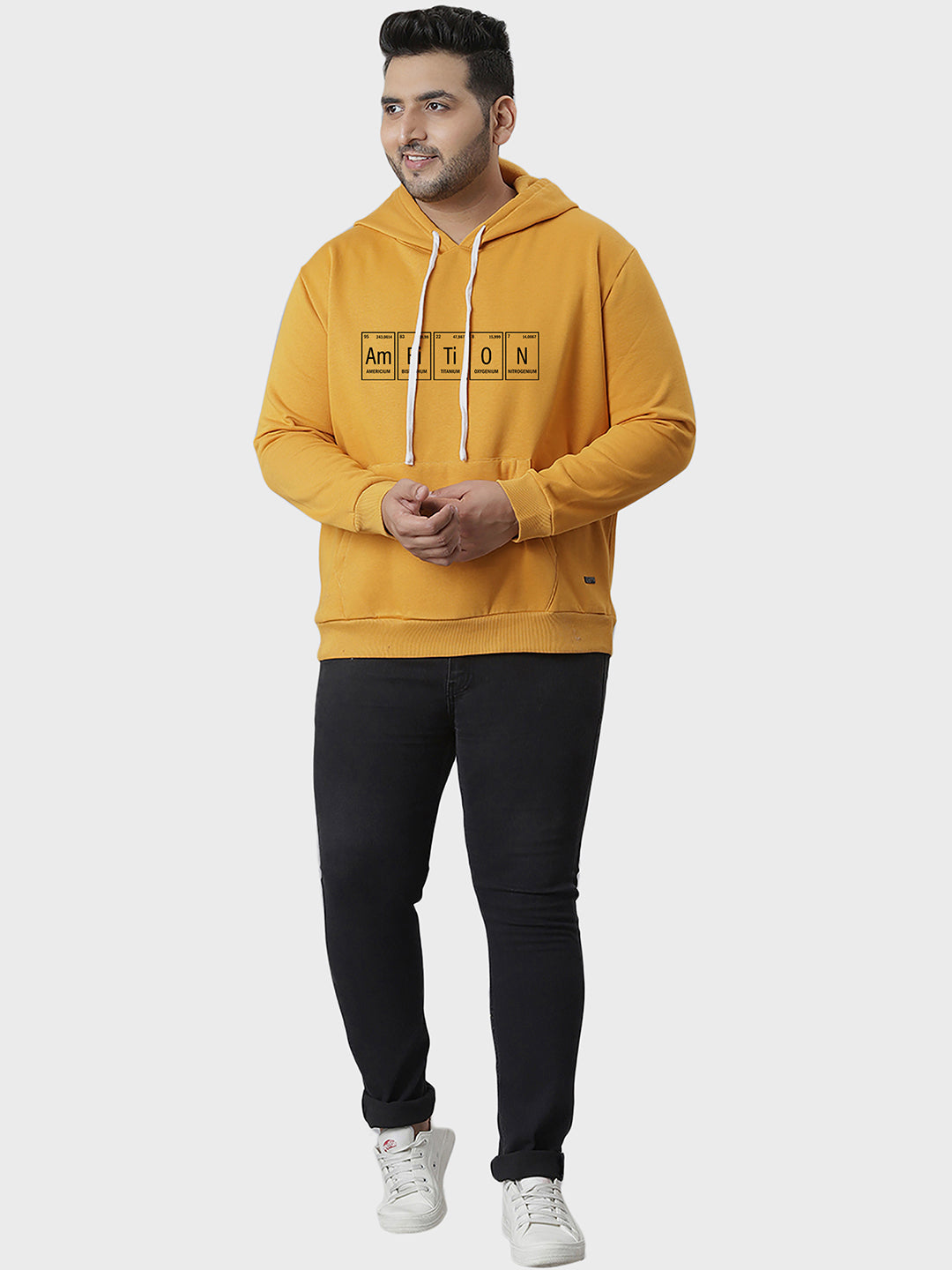 MEN SOLID FULL SLEEVE HOODED CASUAL SWEATSHIRT