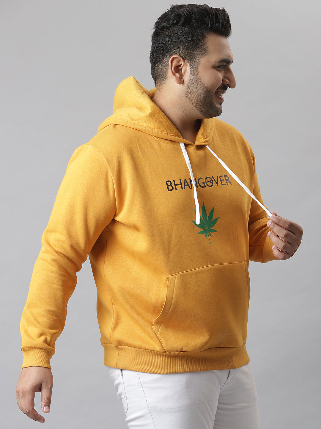 PLUS MEN PRINTED STYLISH FULL SLEEVE HOODED CASUAL SWEATSHIRT