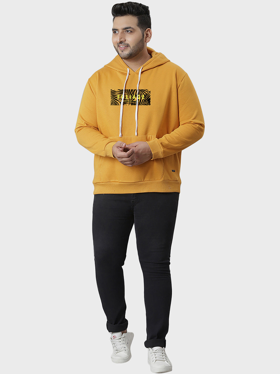 Solid Full Sleeve Hooded Casual Sweatshirt