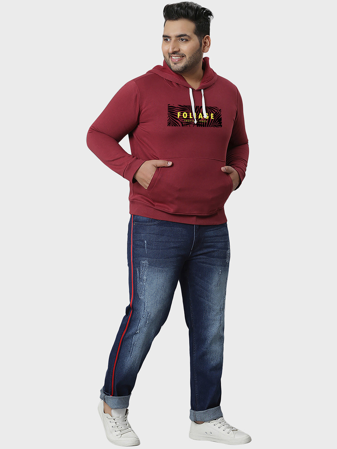 Printed Stylish Casual Winter Hooded Sweatshirt