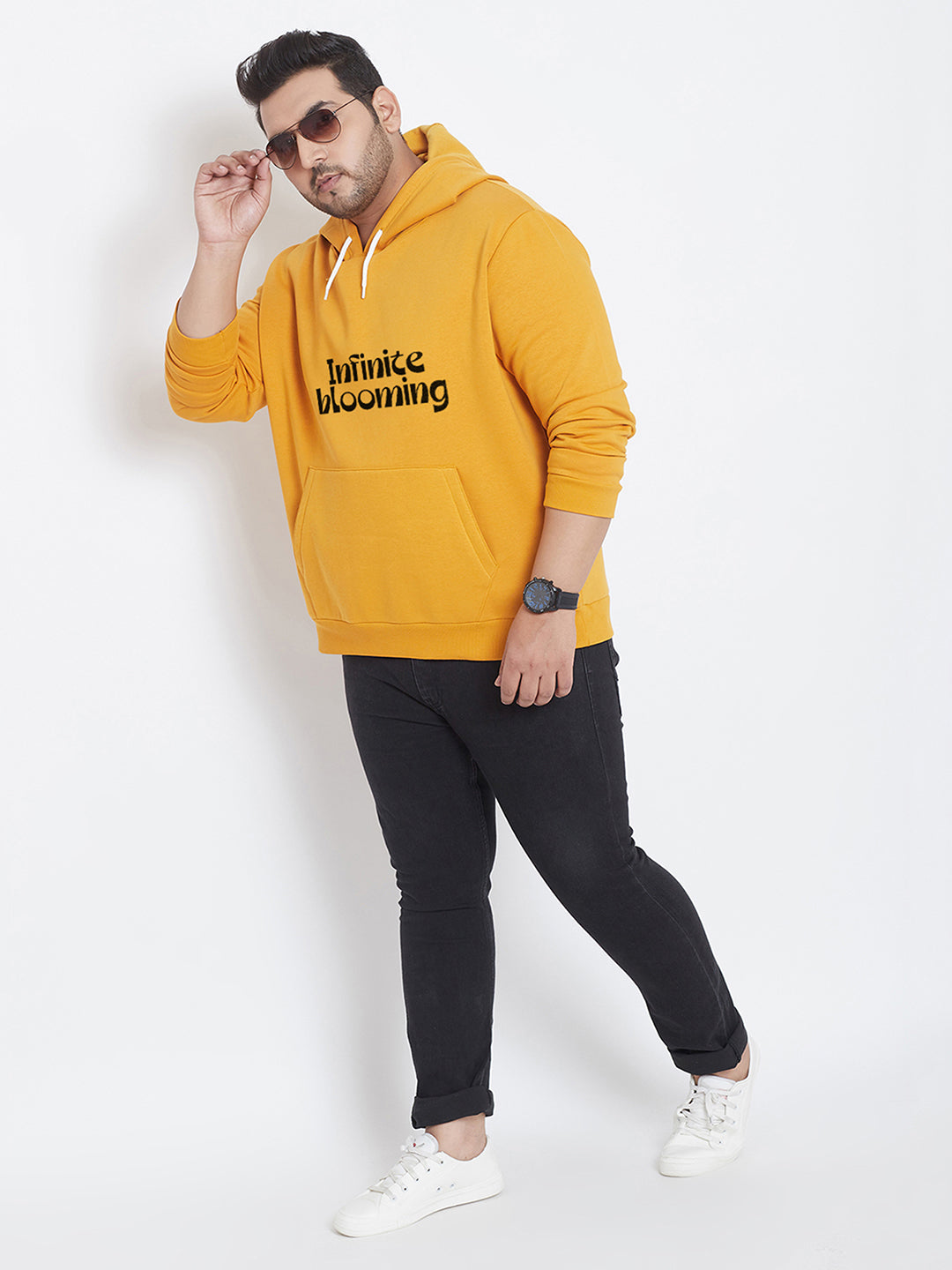 Solid Full Sleeve Hooded Casual Sweatshirt