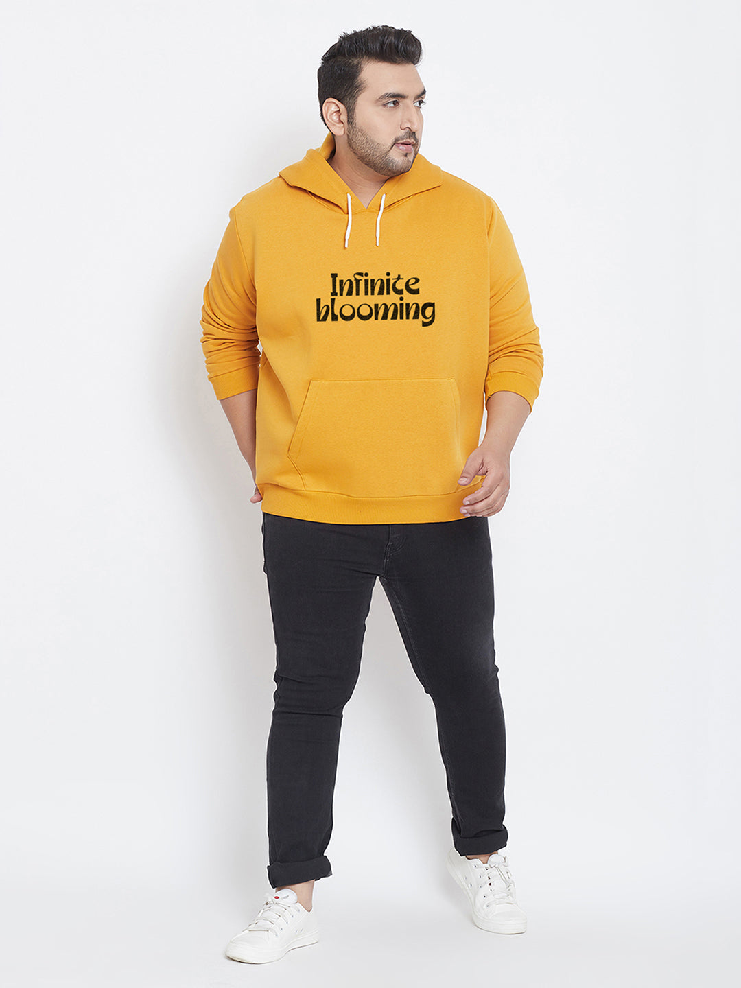 MEN SOLID FULL SLEEVE HOODED CASUAL SWEATSHIRT