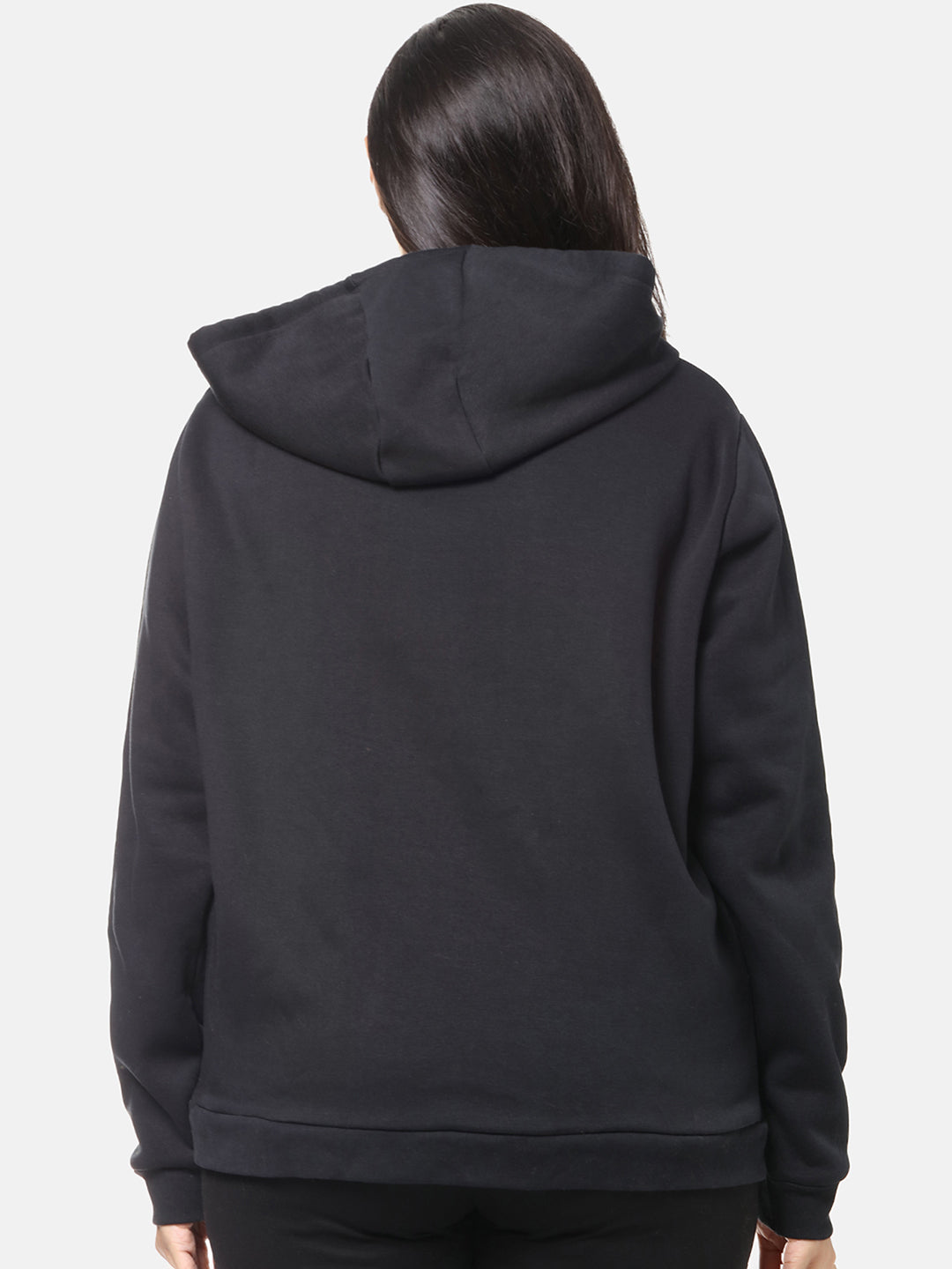 Casual Black Hoodie With Print