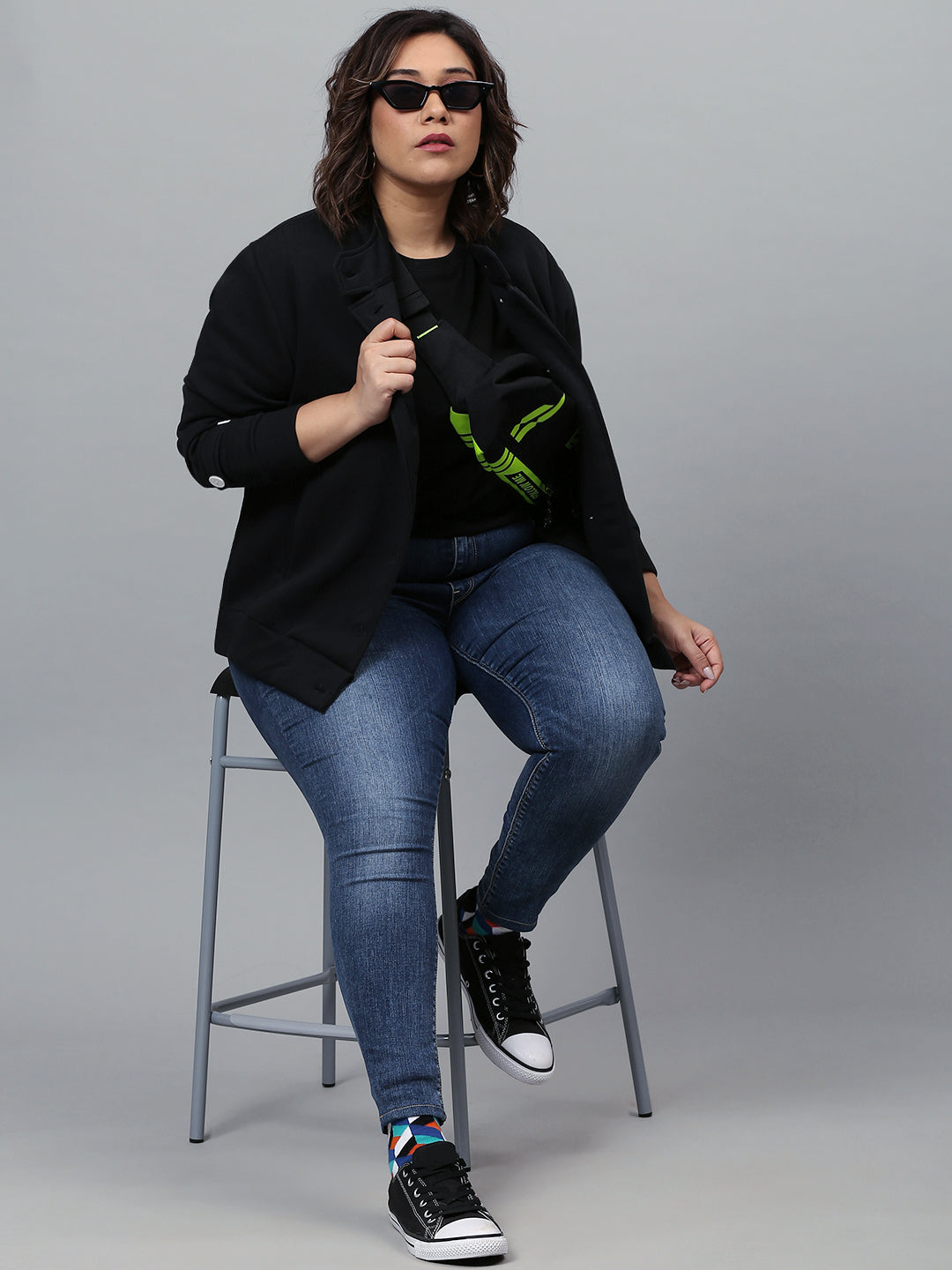 PLUS SIZE WOMEN SOLID STYLISH CASUAL JACKET