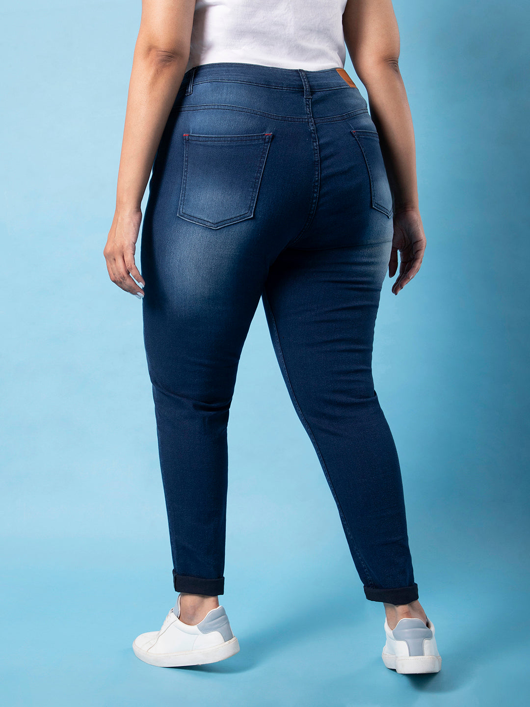 Shaded Casual Navy Blue Jeans