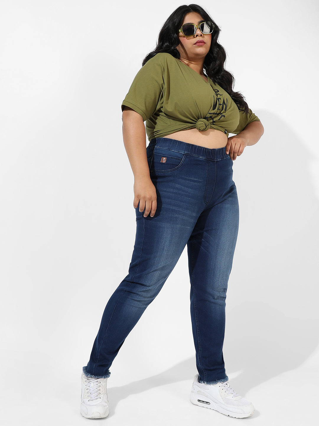 Navy Blue Dark-Wash Denim Jeans