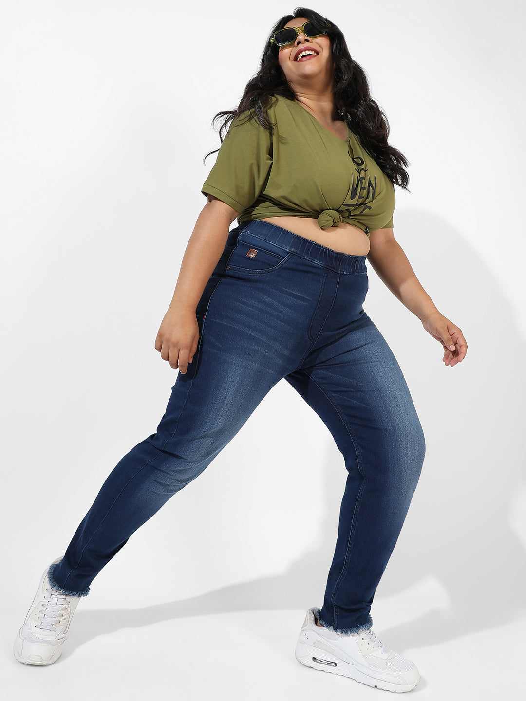 Navy Blue Dark-Wash Denim Jeans