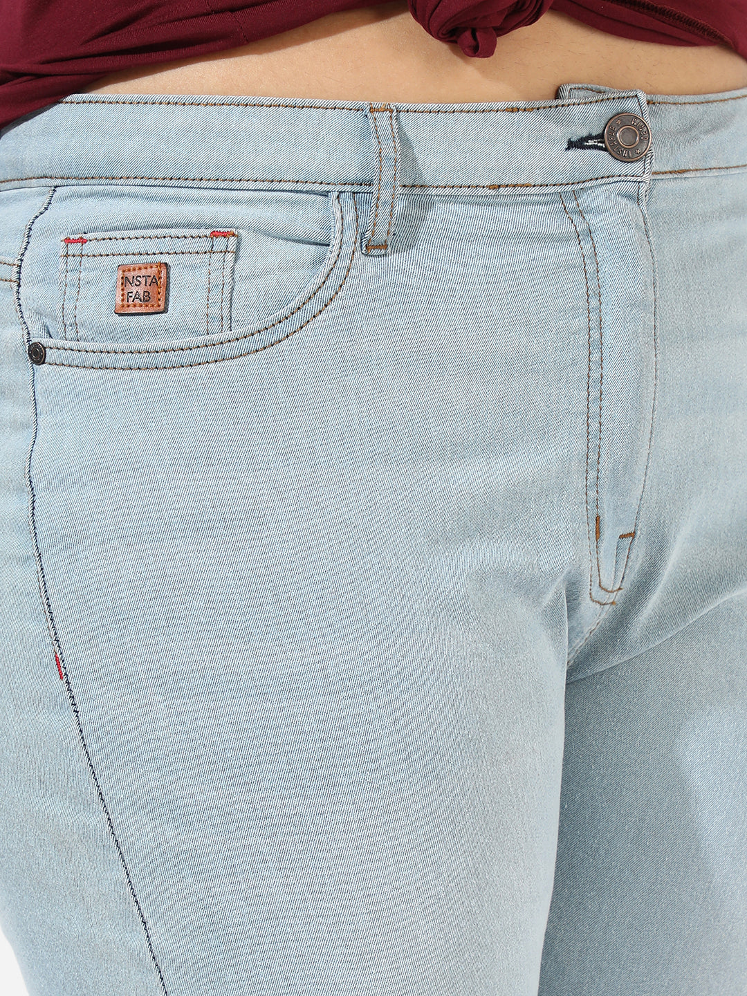 Mid-Rise Light-Wash Denim Jeans