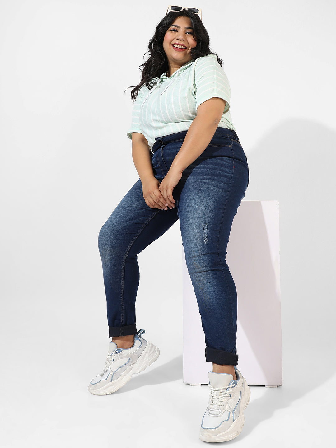 Mid-Rise Dark-Wash Denim Jeans