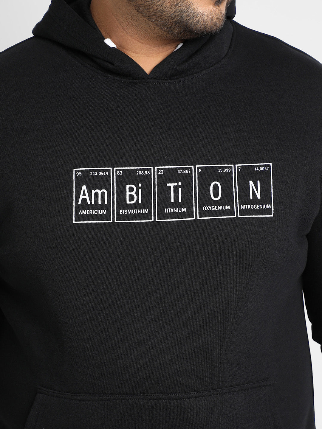 Plus Size Men's Black Ambition Hoodie With Kangaroo Pocket