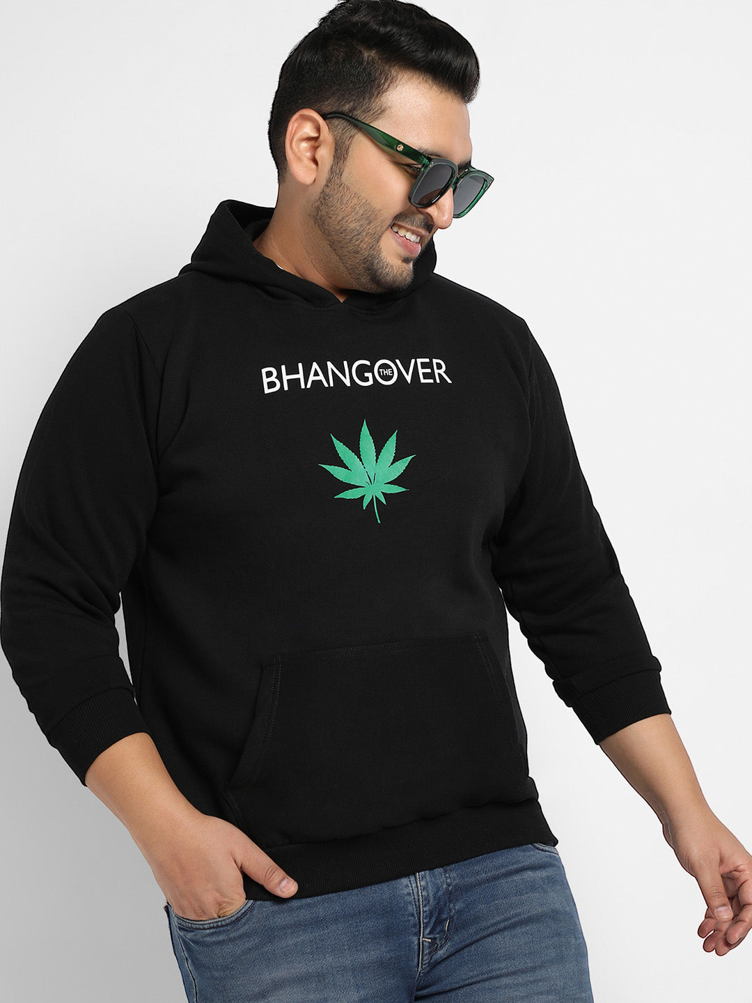 Black Bhangover Hoodie With Kangaroo Pocket