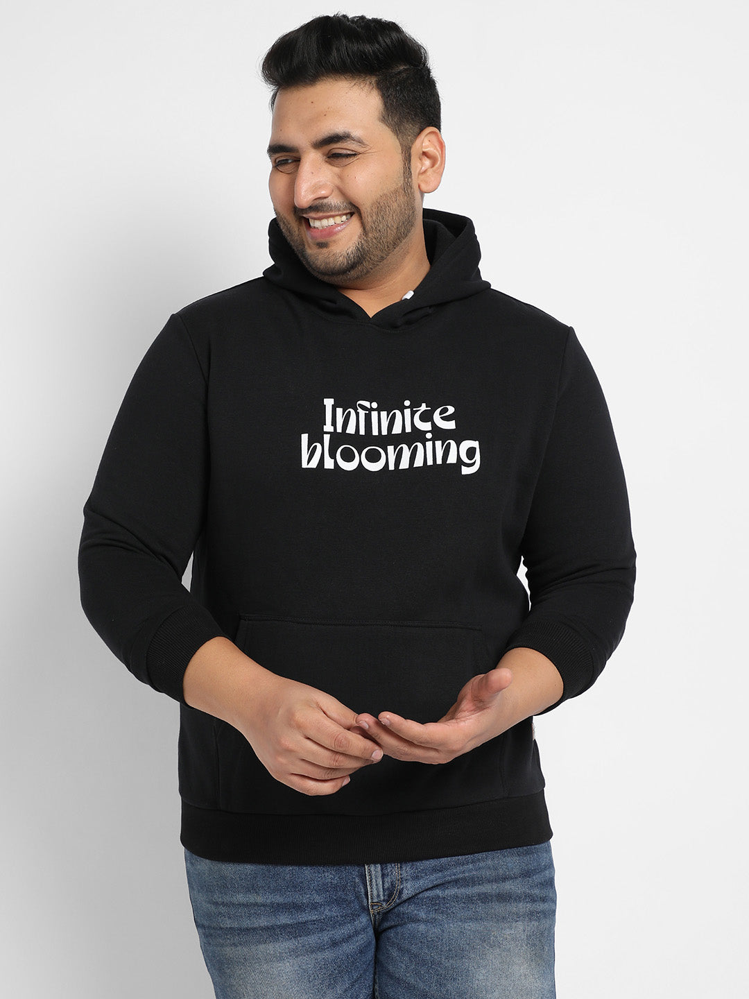 Black Infinite Blooming Hoodie With Kangaroo Pocket