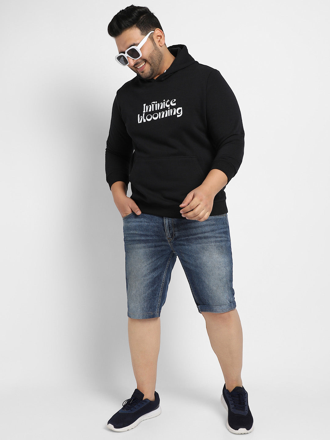 Black Infinite Blooming Hoodie With Kangaroo Pocket