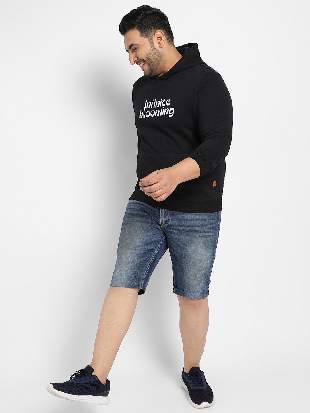 Black Infinite Blooming Hoodie With Kangaroo Pocket