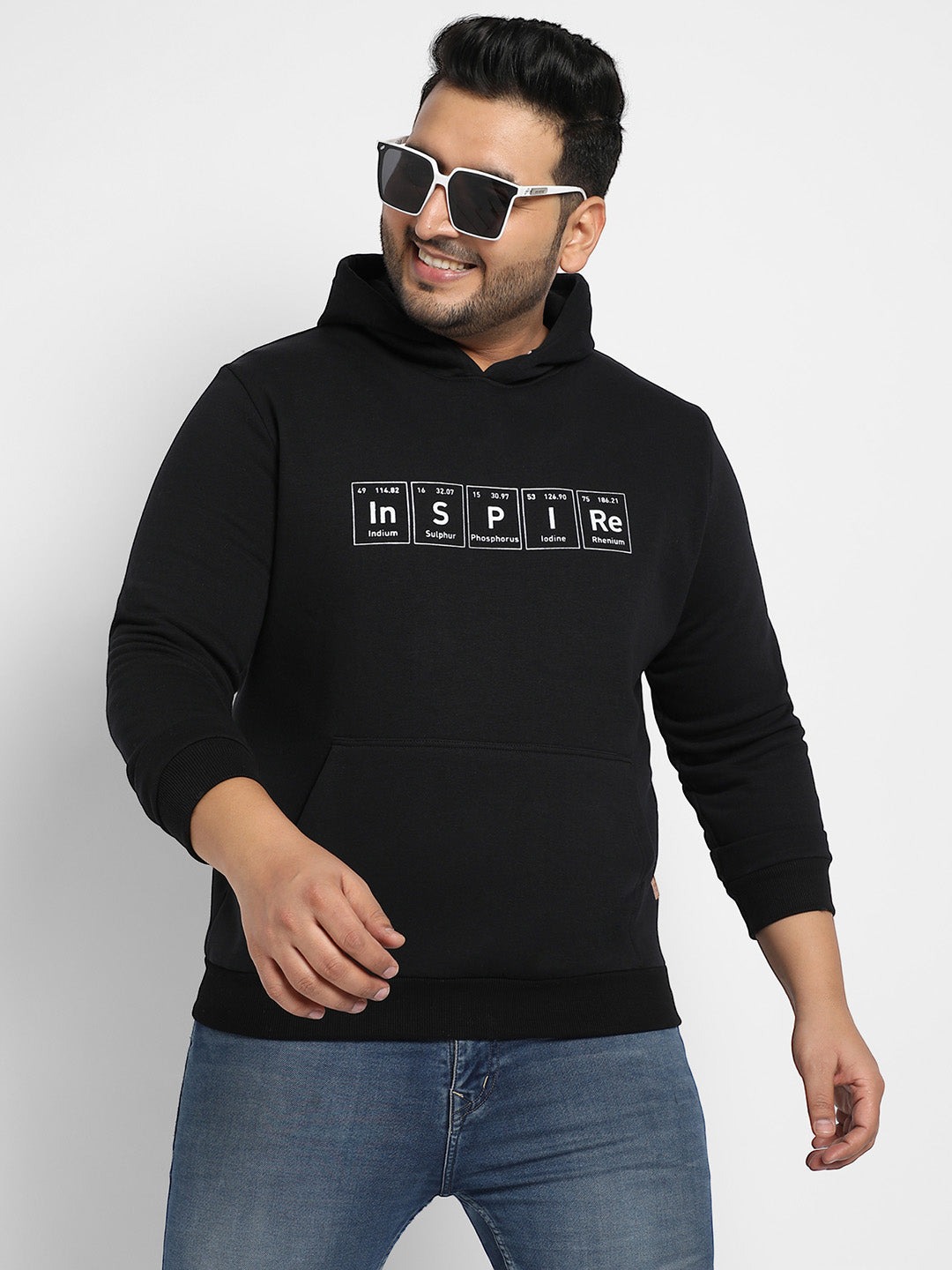 Black Inspire Hoodie With Kangaroo Pocket