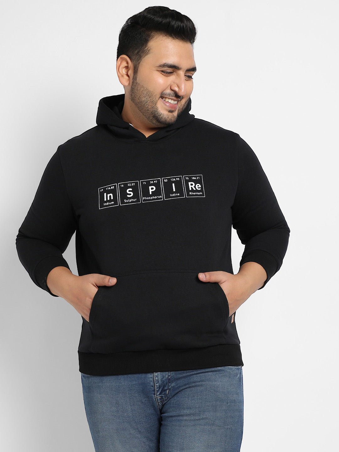 Black Inspire Hoodie With Kangaroo Pocket