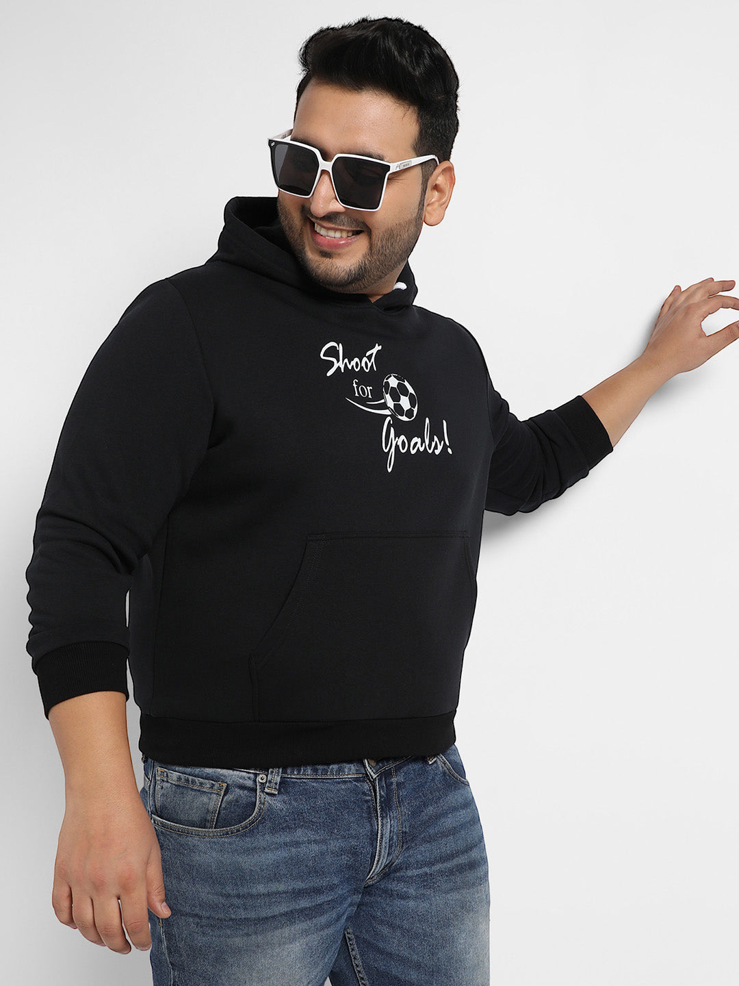 Black Shoot For Goals Hoodie With Kangaroo Pocket