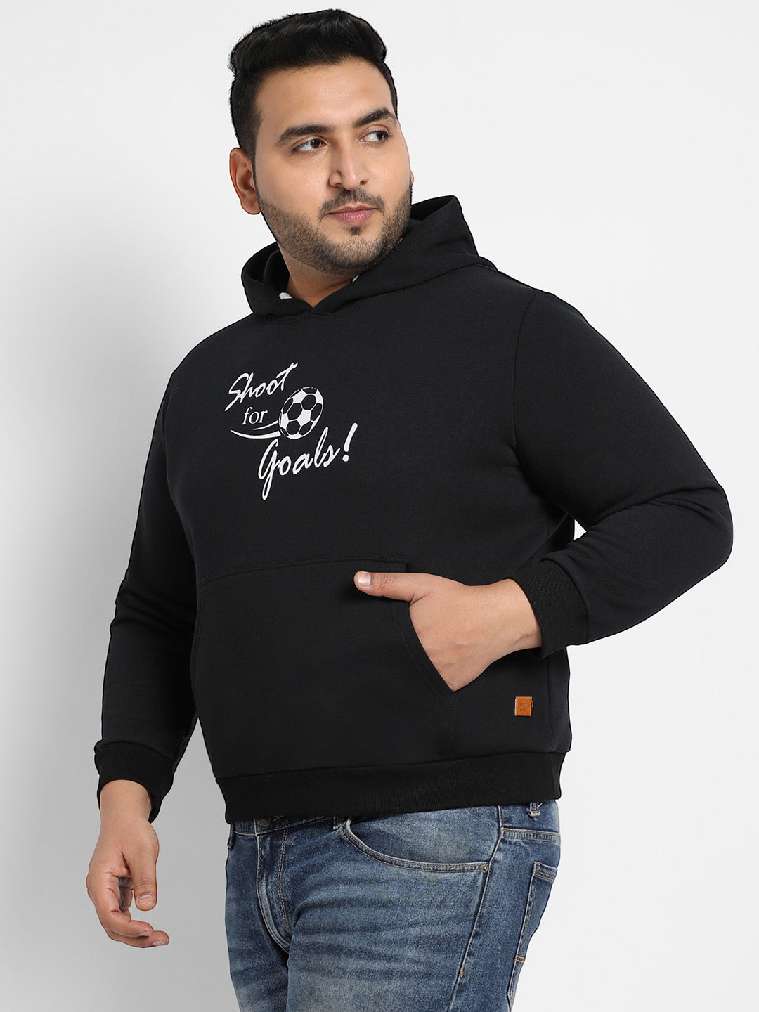 Black Shoot For Goals Hoodie With Kangaroo Pocket