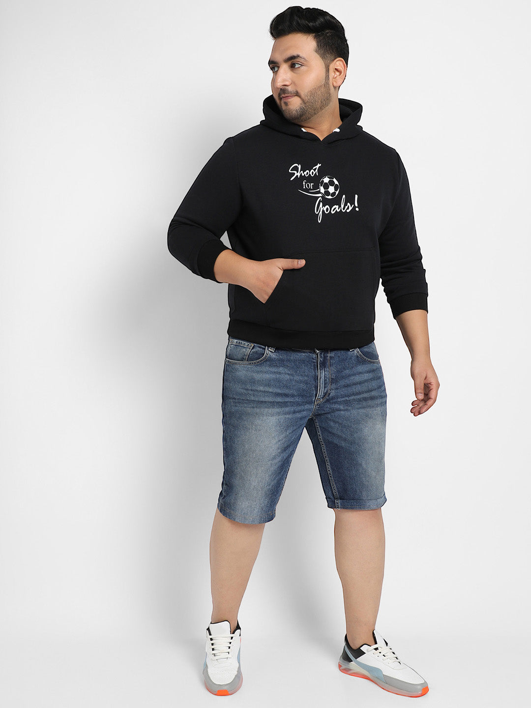 Black Shoot For Goals Hoodie With Kangaroo Pocket