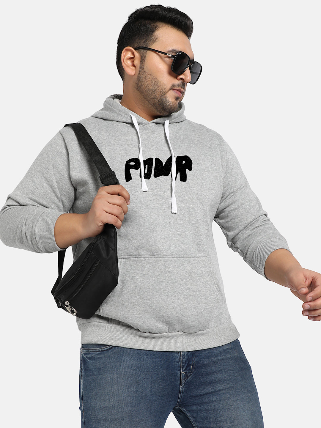 Grey Contrast Power Hoodie