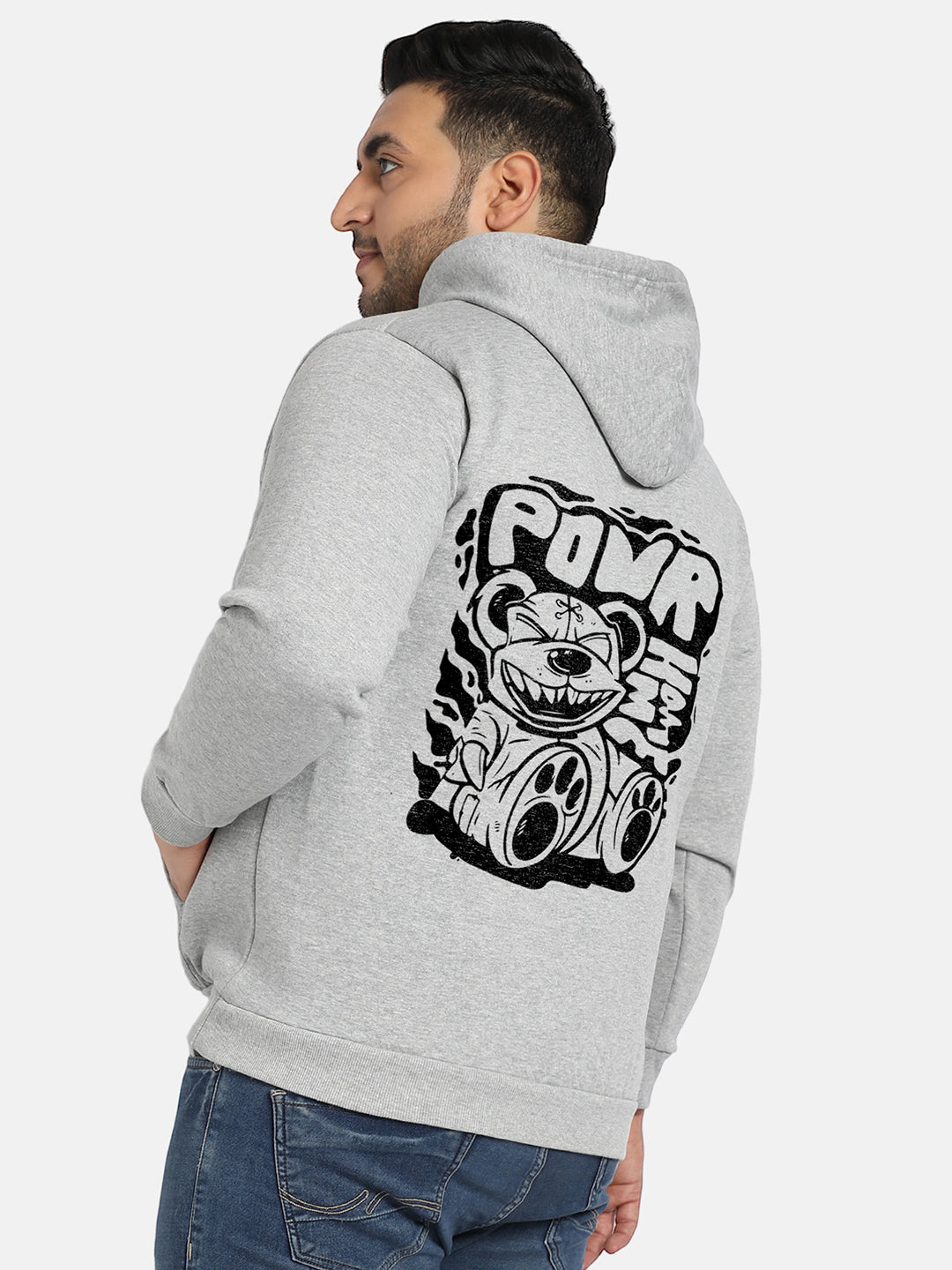 Grey Contrast Power Hoodie