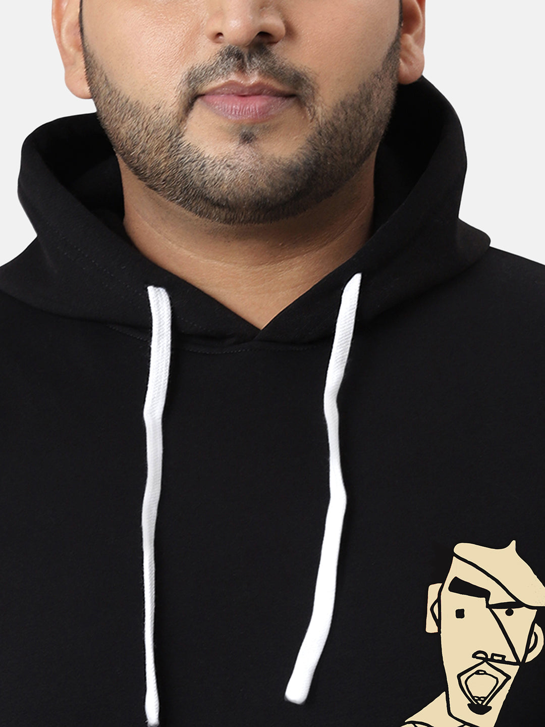 Plus Size Men's Jet Black Beret Man Hoodie