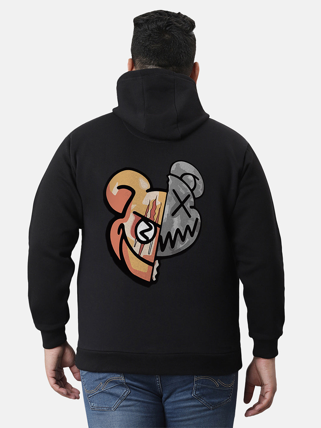 Jet Black Contrast Face Hoodie