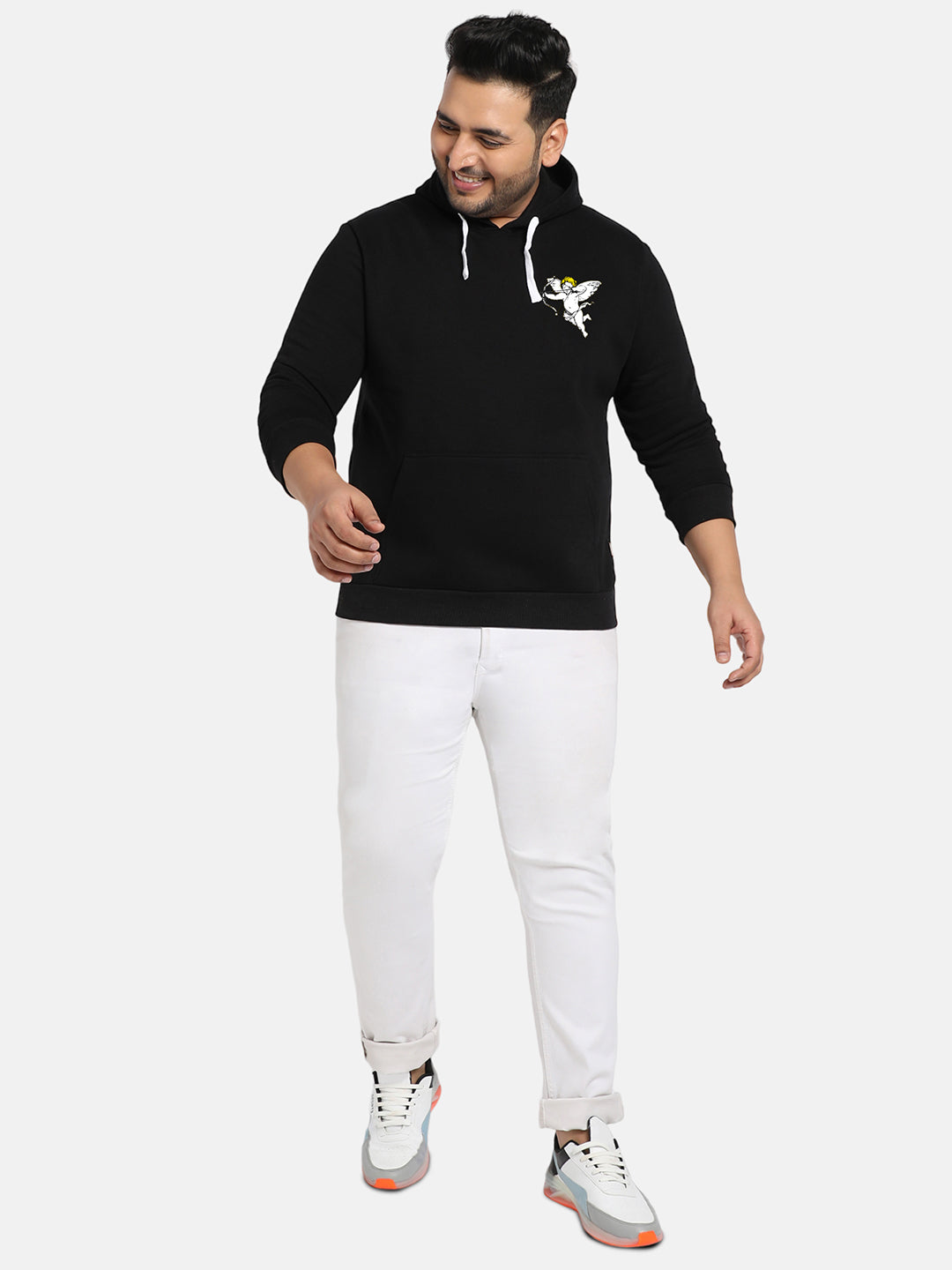 Plus Size Men's Jet Black Cupid Uprising Hoodie