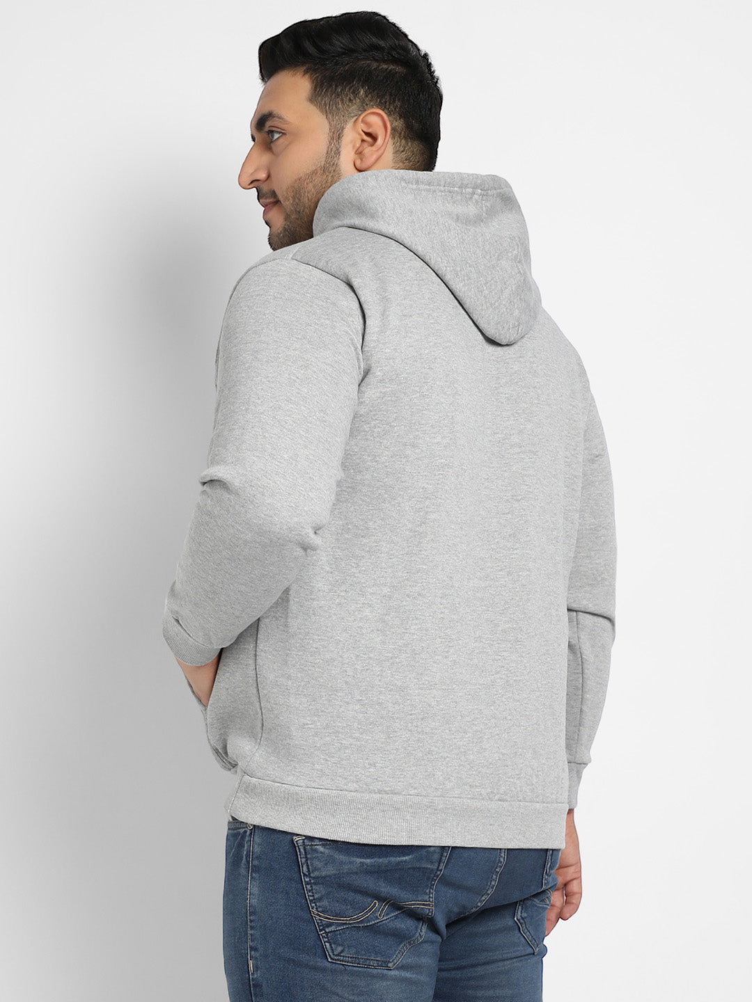 Light Grey Pullover Hoodie With Contrast Drawstring