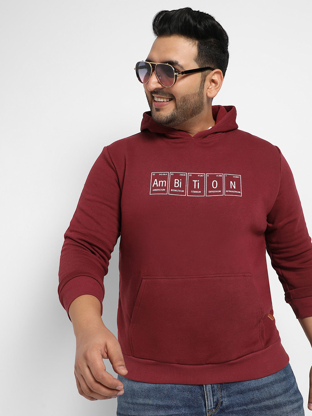 Maroon Red Ambition Hoodie With Kangaroo Pocket