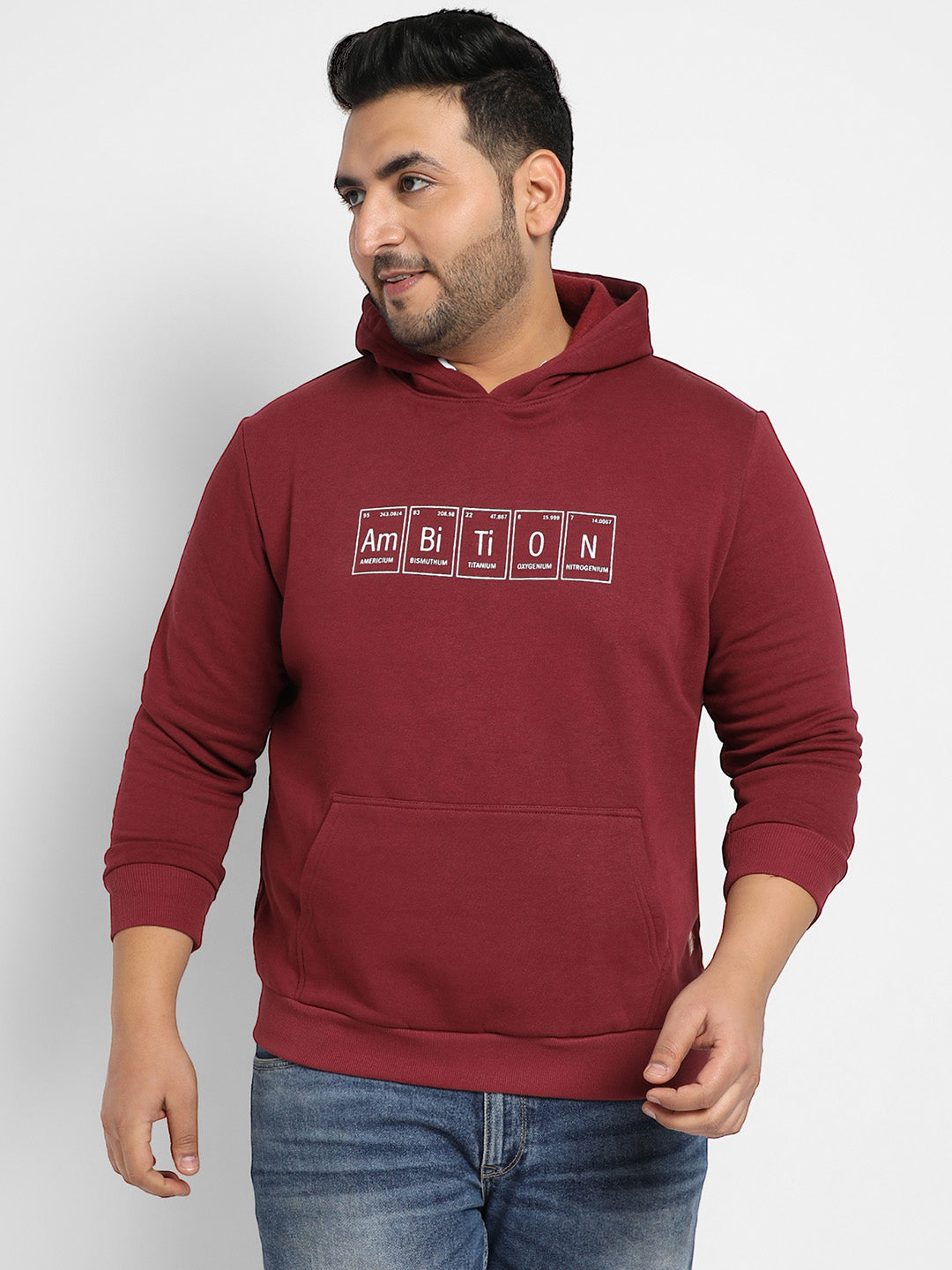 Maroon Red Ambition Hoodie With Kangaroo Pocket