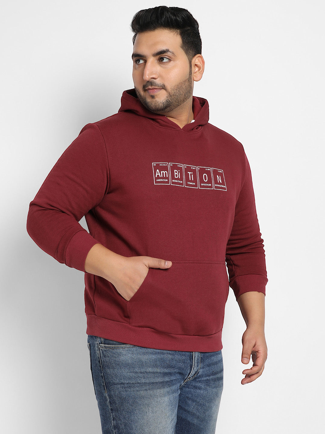 Maroon Red Ambition Hoodie With Kangaroo Pocket