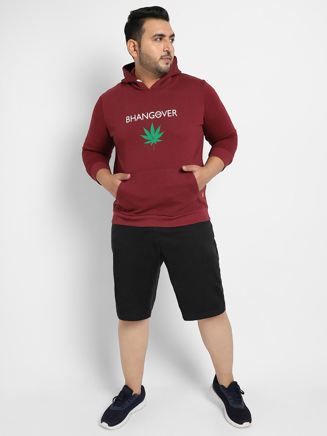 Maroon Red Bhangover Hoodie With Kangaroo Pocket