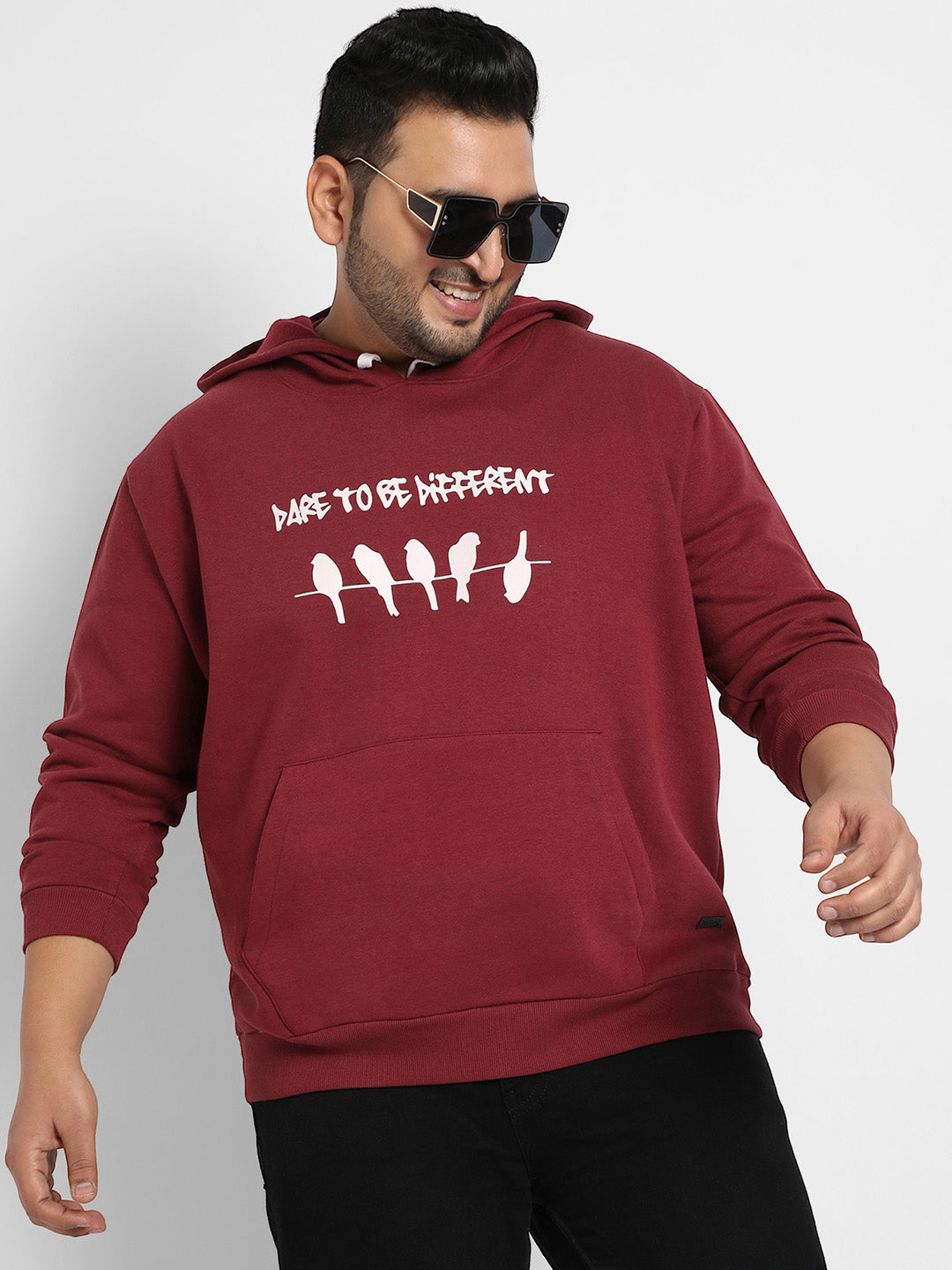 Maroon Red Dare To Be Different Hoodie With Kangaroo Pocket