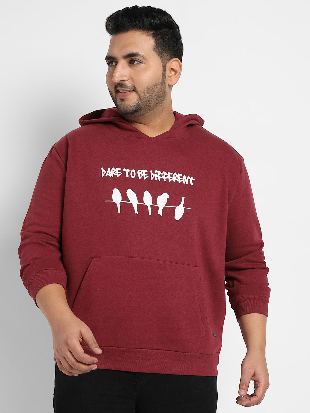 Maroon Red Dare To Be Different Hoodie With Kangaroo Pocket