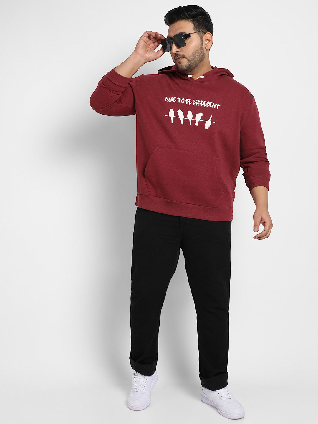 Maroon Red Dare To Be Different Hoodie With Kangaroo Pocket