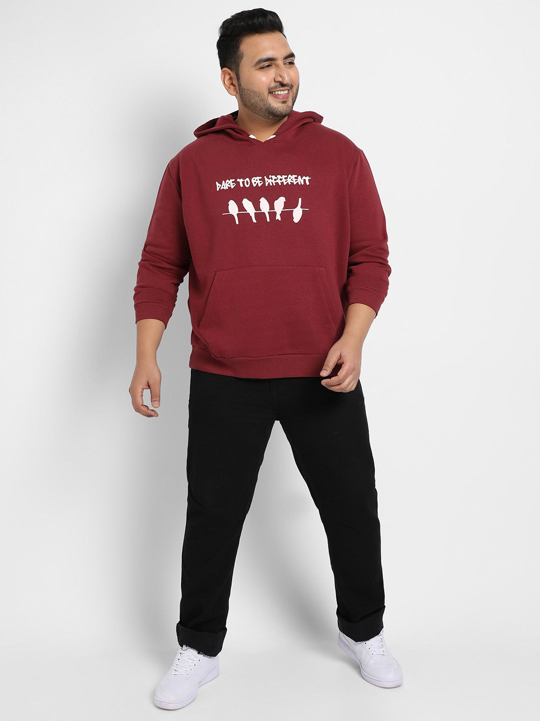 Maroon Red Dare To Be Different Hoodie With Kangaroo Pocket