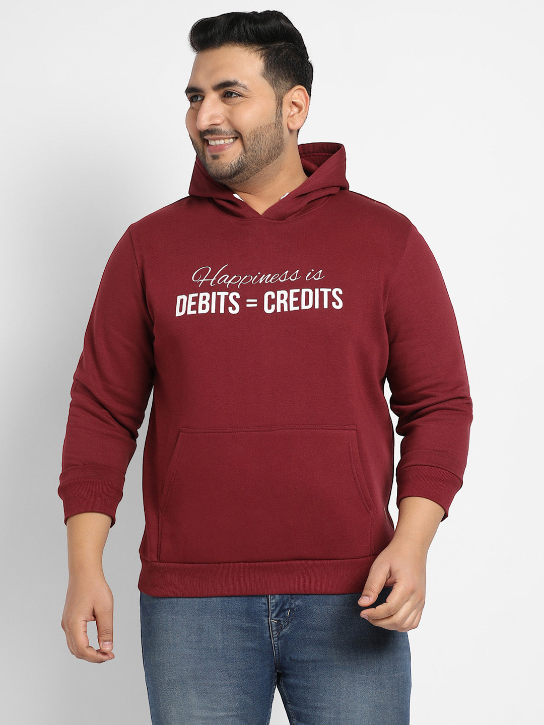 Maroon Red Happiness Is Hoodie With Kangaroo Pocket