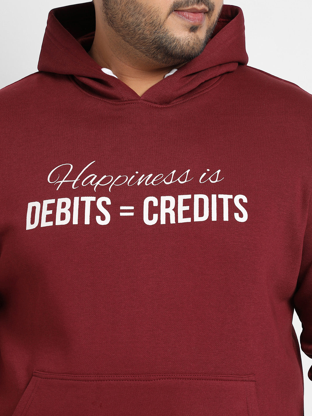 Plus Size Men's Maroon Red Happiness Is Hoodie With Kangaroo Pocket