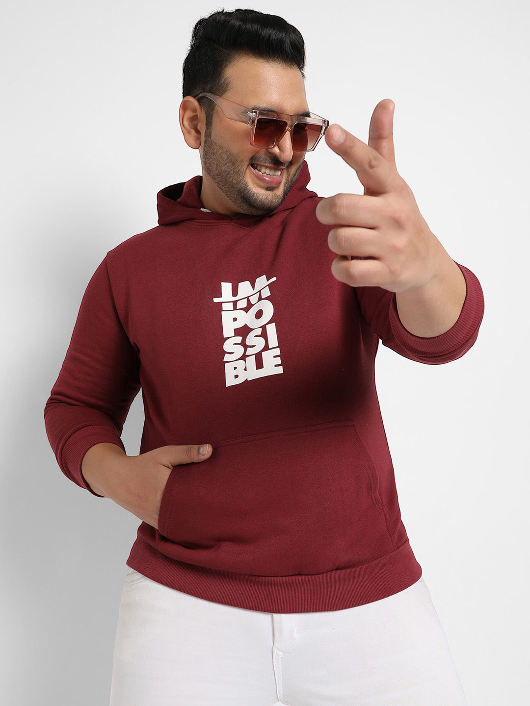 Maroon Red Impossible Hoodie With Kangaroo Pocket