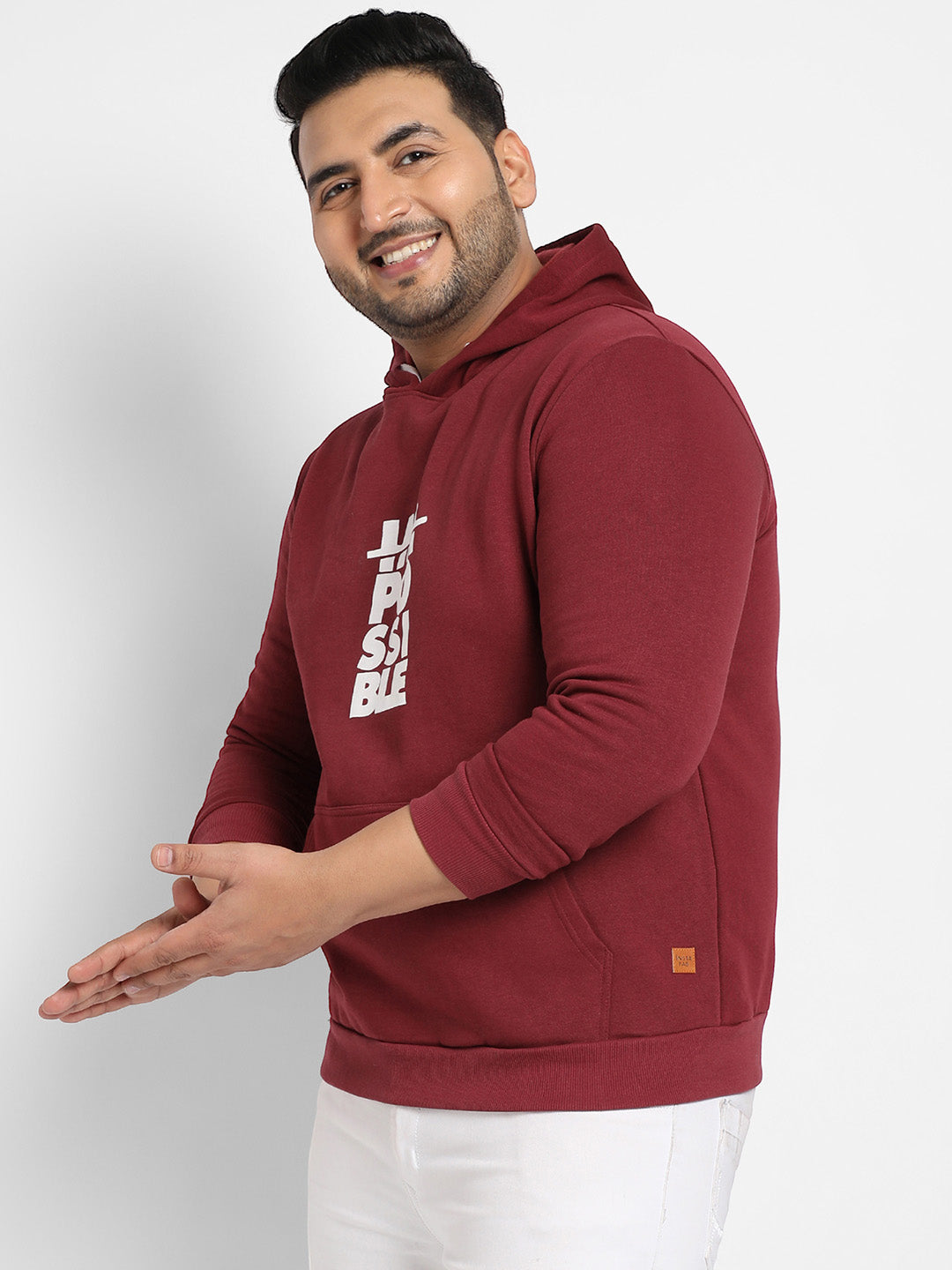 Maroon Red Impossible Hoodie With Kangaroo Pocket