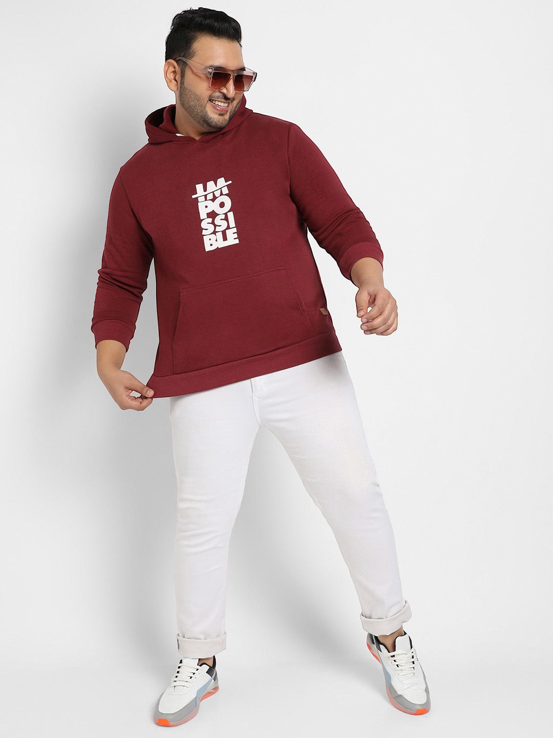 Maroon Red Impossible Hoodie With Kangaroo Pocket